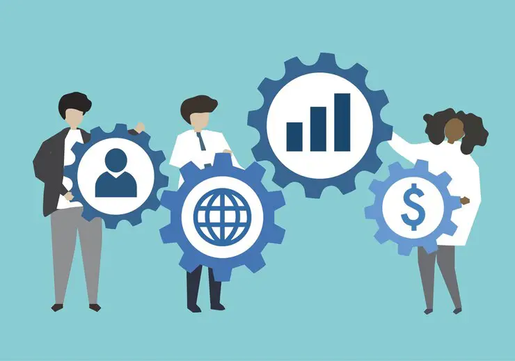 Data-driven mergers and acquisitions teamwork and analytics illustration